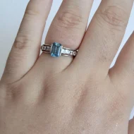 Sterling Silver Blue Stone Ring, Cocktail - Image 2