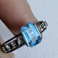 Sterling Silver Blue Stone Ring, Cocktail - Image 4