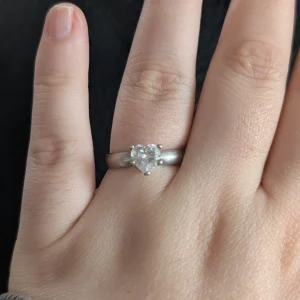 Sterling Silver Sweetheart Ring, Love Heart CZ Solitaire, Modern Simple - Image 3