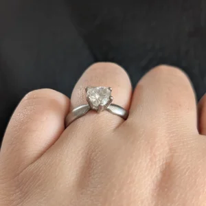 Sterling Silver Sweetheart Ring, Love Heart CZ Solitaire, Modern Simple - Image 2