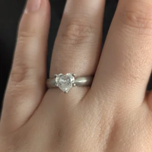 Sterling Silver Sweetheart Ring, Love Heart CZ Solitaire, Modern Simple - Image 4