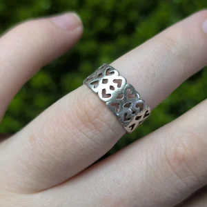 Sterling Silver Love Heart Band Stacking Ring - Image 3