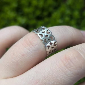 Sterling Silver Love Heart Band Stacking Ring - Image 4