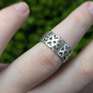 Sterling Silver Love Heart Band Stacking Ring - Image 2