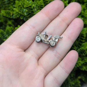 Vintage Silver Convertible Charm, Car Vehicle - Image 2