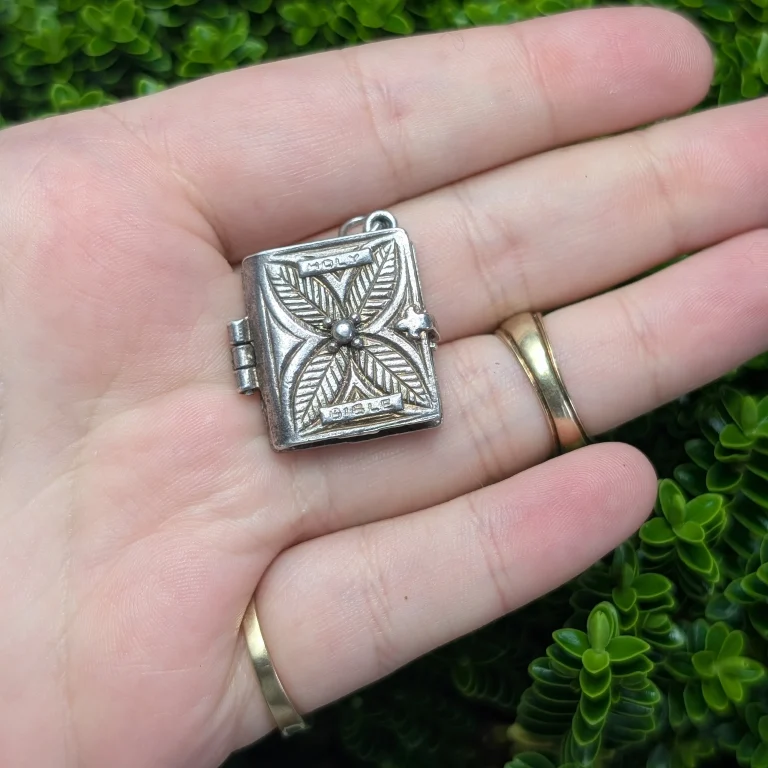 Vintage Sterling Silver Bible Charm