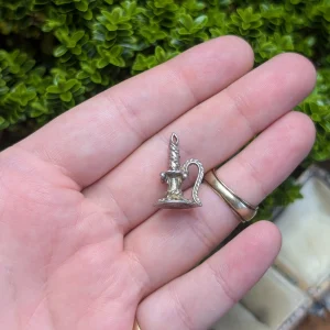 Vintage Sterling Silver Candlestick Charm, Wax Candle Pendant - Image 7