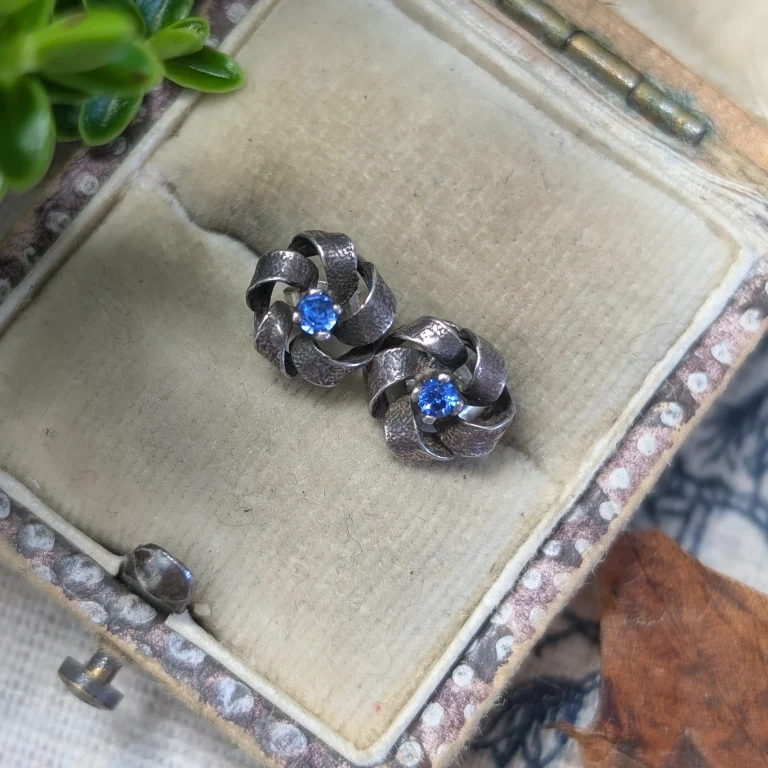 Vintage Silver Blue Stone Studs