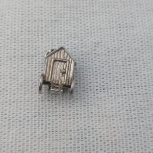 Vintage Silver Beachcomber Charm, Outhouse Travel Pendant - Image 3