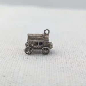 Vintage Sterling Silver Fortune Teller Charm Pendant, Opening Carnival Caravan - Image 3