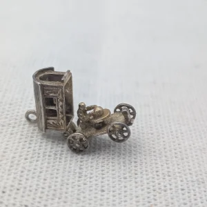 Vintage Sterling Silver Fortune Teller Charm Pendant, Opening Carnival Caravan - Image 2