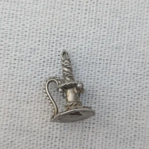 Vintage Sterling Silver Candlestick Charm, Wax Candle Pendant - Image 5