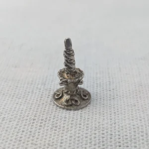 Vintage Sterling Silver Candlestick Charm, Wax Candle Pendant - Image 2