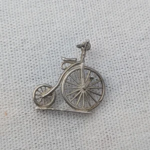 Vintage Sterling Silver Bicycle Charm, Big High Wheel - Image 5
