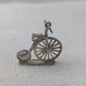 Vintage Sterling Silver Bicycle Charm, Big High Wheel - Image 2