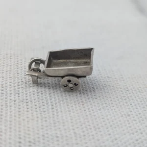 Vintage Sterling Silver Wagon Cart Charm Wheelbarrow Pendant - Image 2