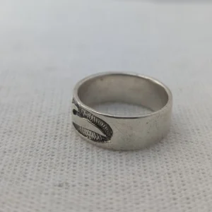 Vintage Silver Wave Band Ring, Oxidised Flames - Image 6