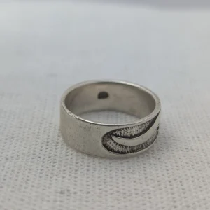 Vintage Silver Wave Band Ring, Oxidised Flames - Image 7