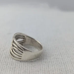 Vintage Silver Wave Band Ring, Oxidised Flames - Image 11