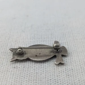 Vintage Silver Turquoise Owl Brooch, Southwestern Style - Image 7