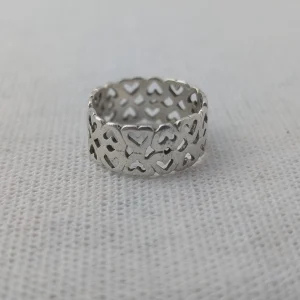 Sterling Silver Love Heart Band Stacking Ring - Image 5