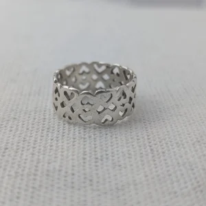 Sterling Silver Love Heart Band Stacking Ring - Image 7