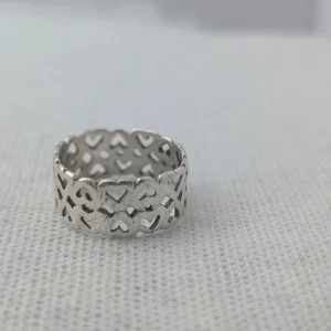 Sterling Silver Love Heart Band Stacking Ring - Image 8