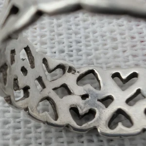 Sterling Silver Love Heart Band Stacking Ring - Image 9