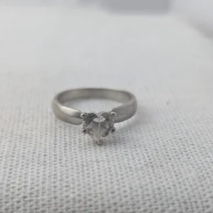 Sterling Silver Sweetheart Ring, Love Heart CZ Solitaire, Modern Simple - Image 7