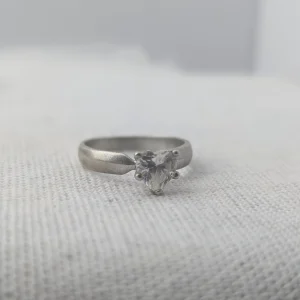 Sterling Silver Sweetheart Ring, Love Heart CZ Solitaire, Modern Simple - Image 5