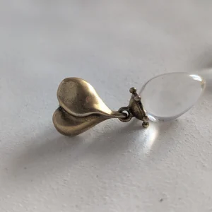 Vintage Sterling Silver Glass Drop Earrings, Dangle Love Heart 90s - Image 3