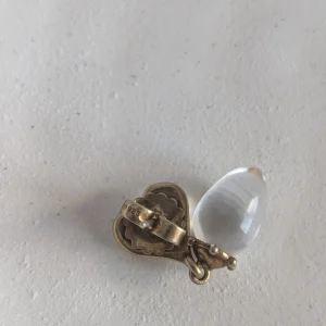 Vintage Sterling Silver Glass Drop Earrings, Dangle Love Heart 90s - Image 9