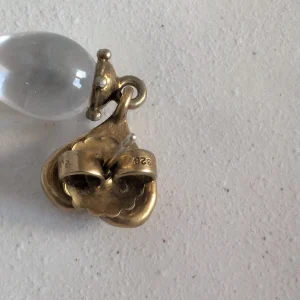 Vintage Sterling Silver Glass Drop Earrings, Dangle Love Heart 90s - Image 10