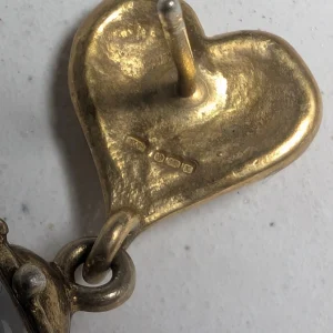 Vintage Sterling Silver Glass Drop Earrings, Dangle Love Heart 90s - Image 7