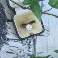 Vintage Sterling Silver Solitaire Ring, CZ Round High Setting