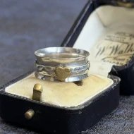 Sterling Silver Love Heart Spinner Ring, Wide Band