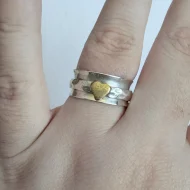 Sterling Silver Love Heart Spinner Ring, Wide Band - Image 4