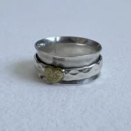 Sterling Silver Love Heart Spinner Ring, Wide Band - Image 6