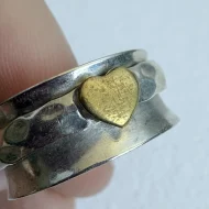 Sterling Silver Love Heart Spinner Ring, Wide Band - Image 3
