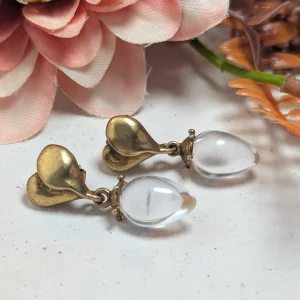 Vintage Sterling Silver Glass Drop Earrings