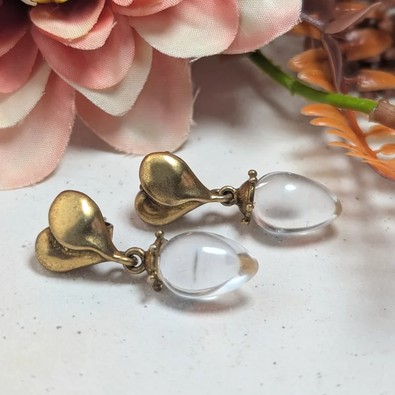 Vintage Sterling Silver Glass Drop Earrings