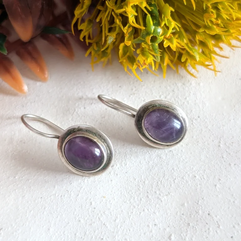 Vintage Sterling SIlver Amethyst Earrings