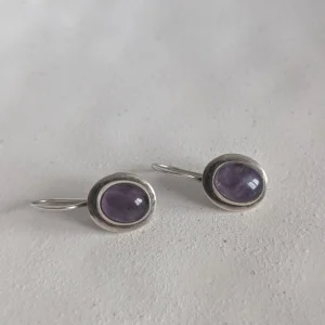 Vintage Sterling SIlver Amethyst Earrings, Dangle Drop - Image 6