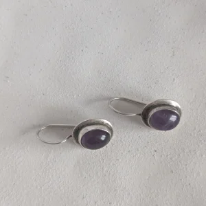 Vintage Sterling SIlver Amethyst Earrings, Dangle Drop - Image 5