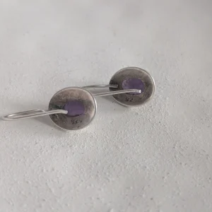 Vintage Sterling SIlver Amethyst Earrings, Dangle Drop - Image 4