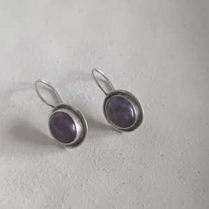 Vintage Sterling SIlver Amethyst Earrings, Dangle Drop - Image 3