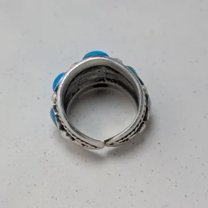 Vintage Sterling Silver Turquiose Ring, Southewestern Heavy Band - Image 10