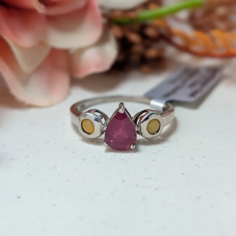 Sterling Silver Ruby Opal Ring