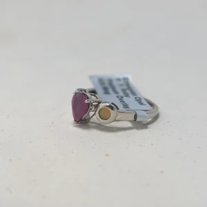 Sterling Silver Ruby Opal Ring, Teardrop Pink Fire - Image 10