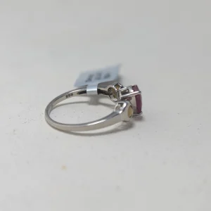 Sterling Silver Ruby Opal Ring, Teardrop Pink Fire - Image 2